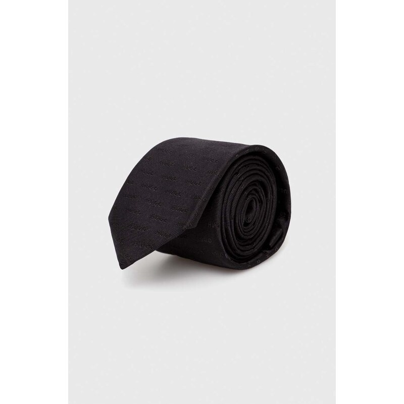 HUGO cravată de mătase culoarea negru 50494277