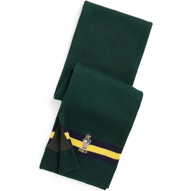 Polo Ralph Lauren eșarfă din bumbac pentru copii culoarea verde, cu imprimeu