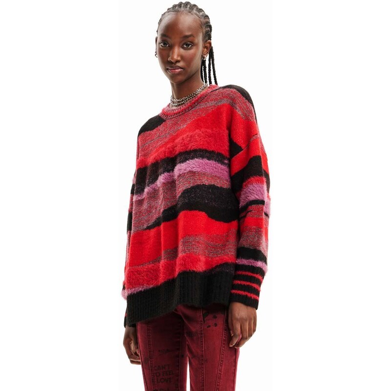 Desigual pulover femei, culoarea rosu
