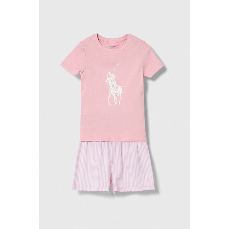 Polo Ralph Lauren pijama copii culoarea roz, modelator