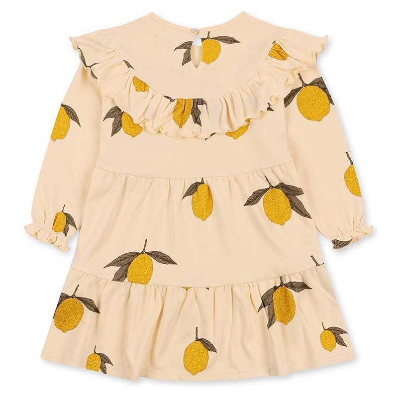 Konges Sløjd rochie din bumbac pentru copii culoarea galben, mini, evazati