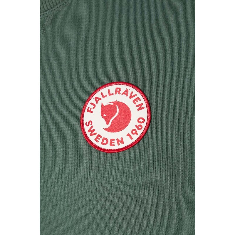 Fjallraven hanorac de bumbac 1960 Logo Badge Sweater femei, culoarea verde, cu imprimeu F87230