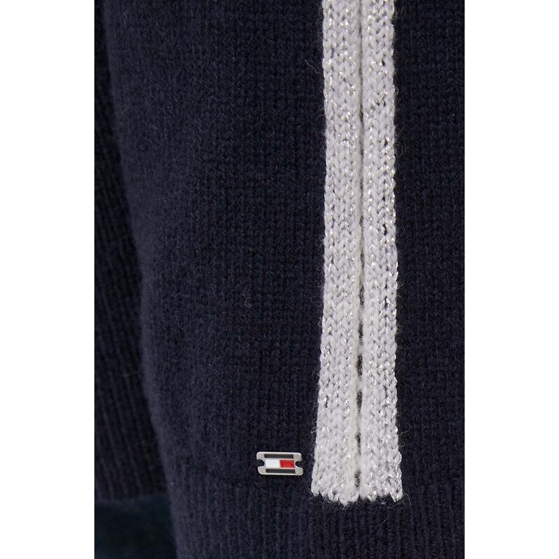Tommy Hilfiger pulover de lana femei, culoarea albastru marin, cu turtleneck