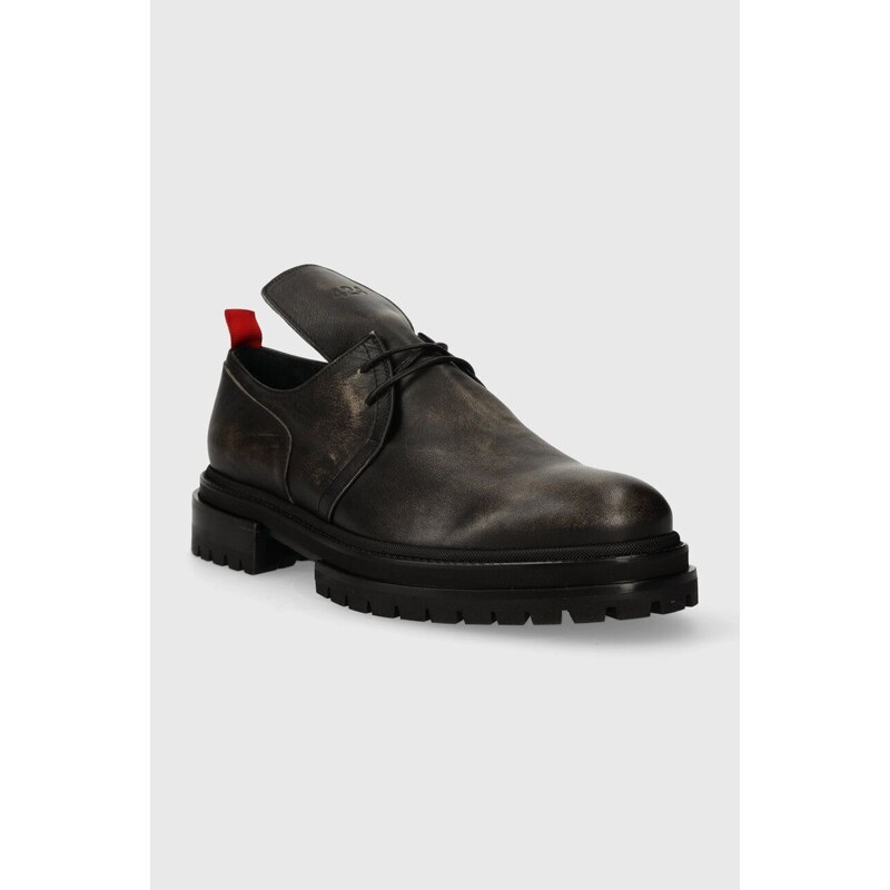424 pantofi de piele bărbați, culoarea negru, 35424Q05T 236573