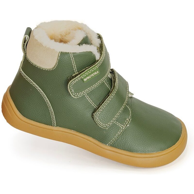 Protetika Băieți cizme de iarnă Barefoot DENY KHAKI, protetika, verde