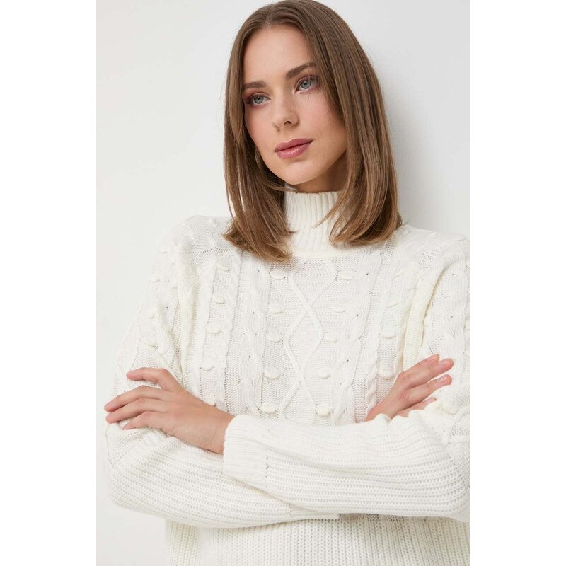 Silvian Heach pulover femei, culoarea bej, light, cu turtleneck