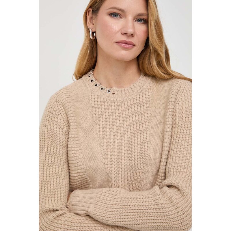 Patrizia Pepe pulover din amestec de lana femei, culoarea bej