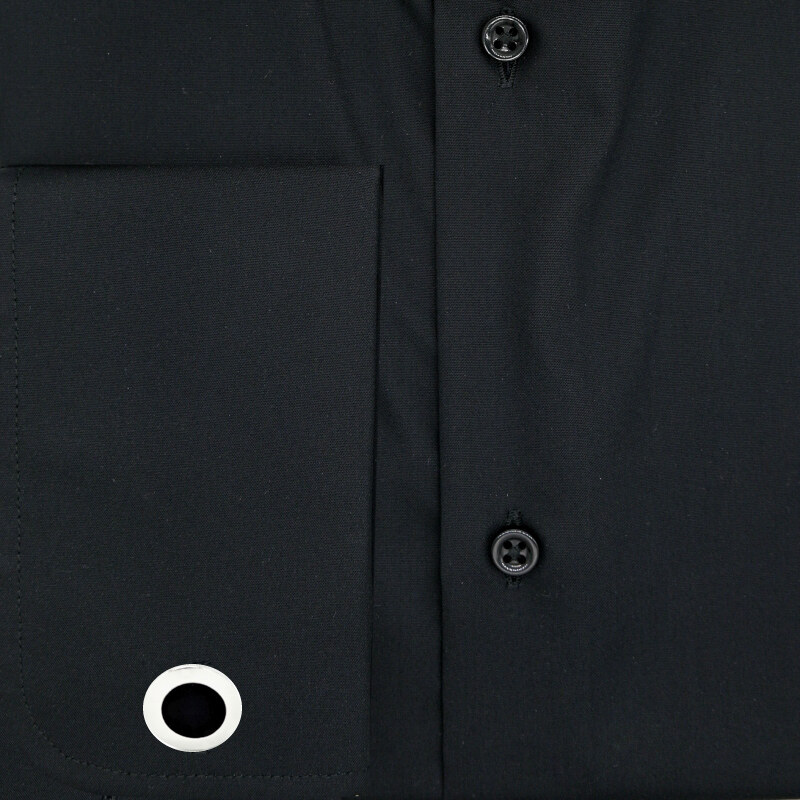 JERMYN'S Camasa neagra slim barbati Exclusive Classic Fit Poplin EASY IRON pentru butoni