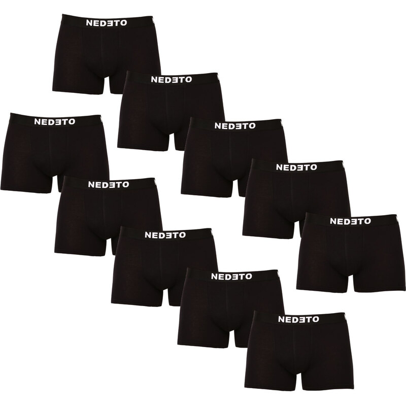10PACK boxeri bărbați Nedeto negri (10NDTB001-brand) XL