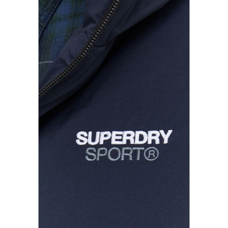 Superdry camasa din bumbac barbati, culoarea albastru marin, cu guler clasic, regular
