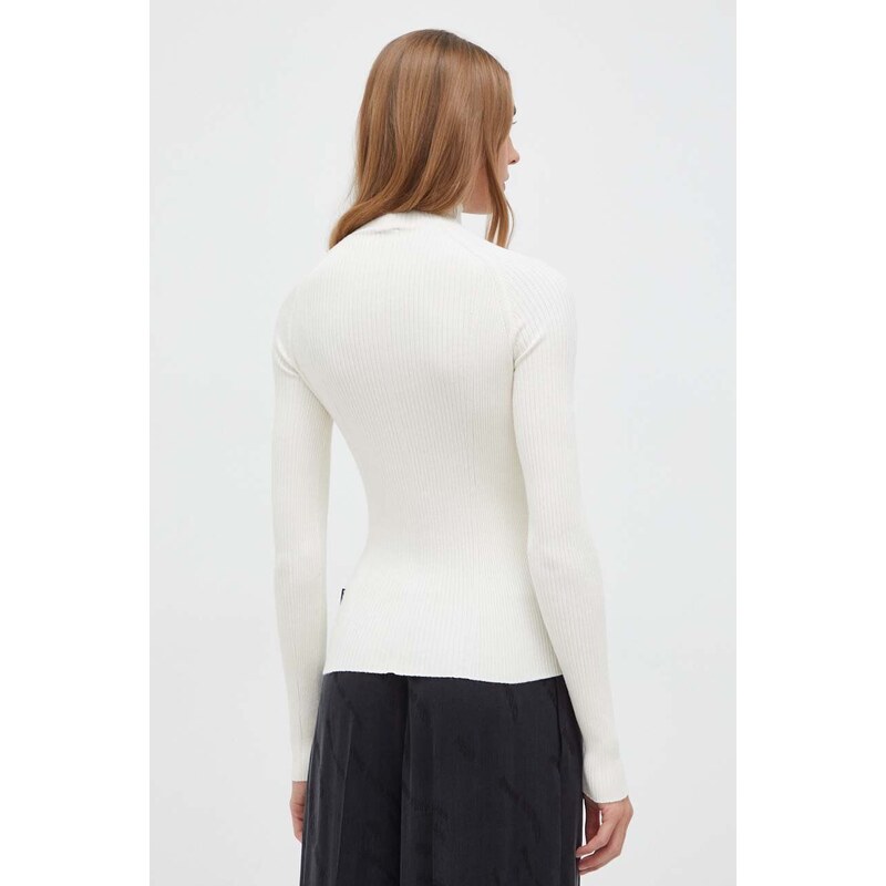 HUGO pulover femei, culoarea alb, light, cu turtleneck