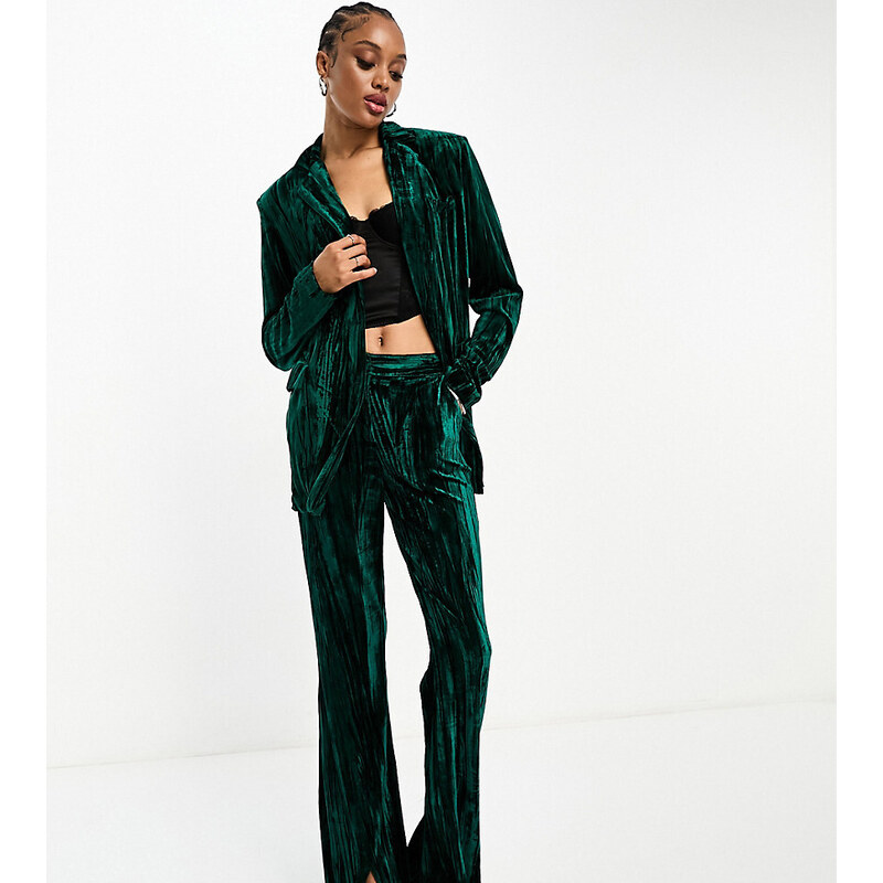 Extro & Vert Tall tailored velvet blazer in co-ord emerald green