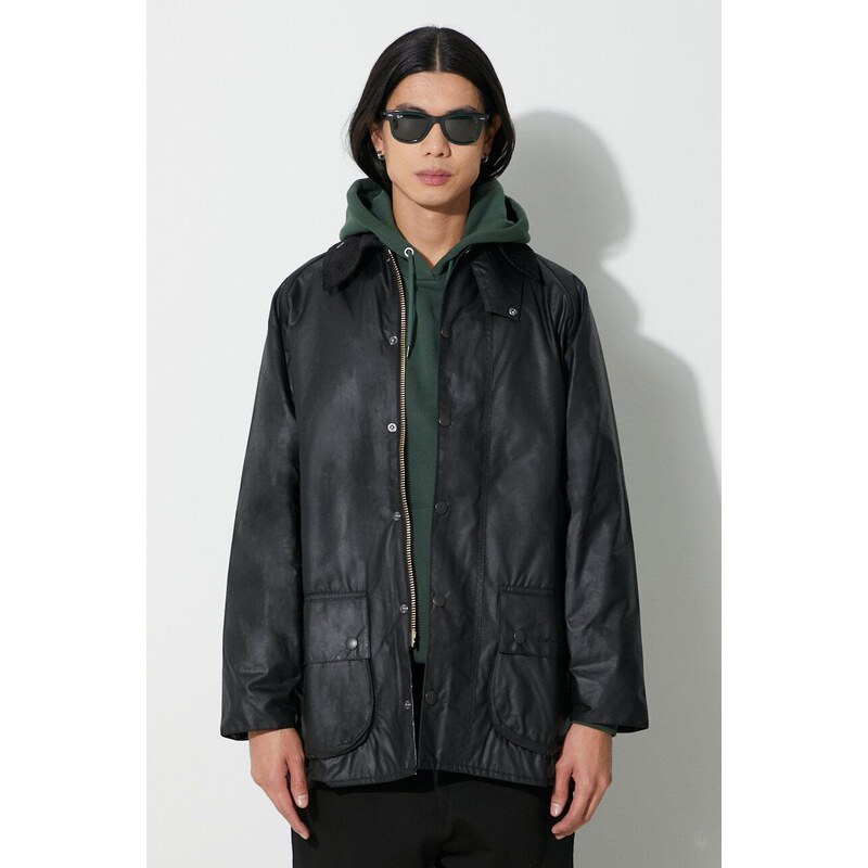 Barbour jachetă de bumbac Beaufort Wax Jacket culoarea negru, de tranziție, MWX0017