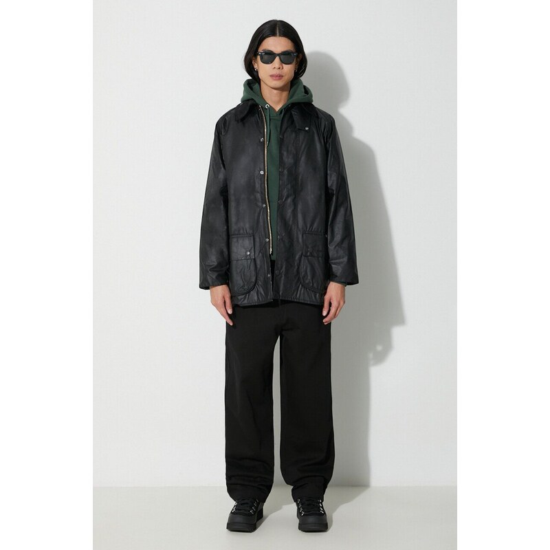 Barbour jachetă de bumbac Beaufort Wax Jacket culoarea negru, de tranziție, MWX0017