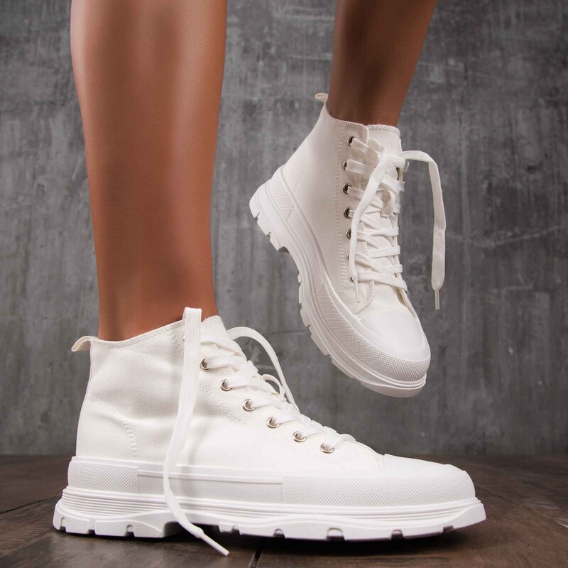 ExclusiveJeans Adidași cu șiret Mood, Alb Culoare
