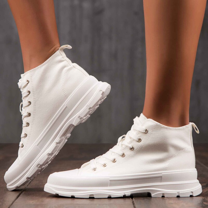 ExclusiveJeans Adidași cu șiret Mood, Alb Culoare