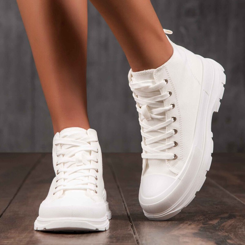 ExclusiveJeans Adidași cu șiret Mood, Alb Culoare
