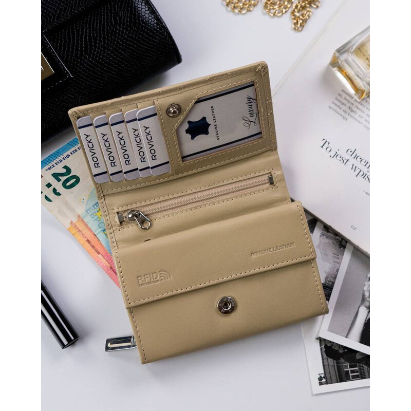 Portofel dama din piele naturala Rovicky PTR-R-RD-02-GCL-Q-3806 B