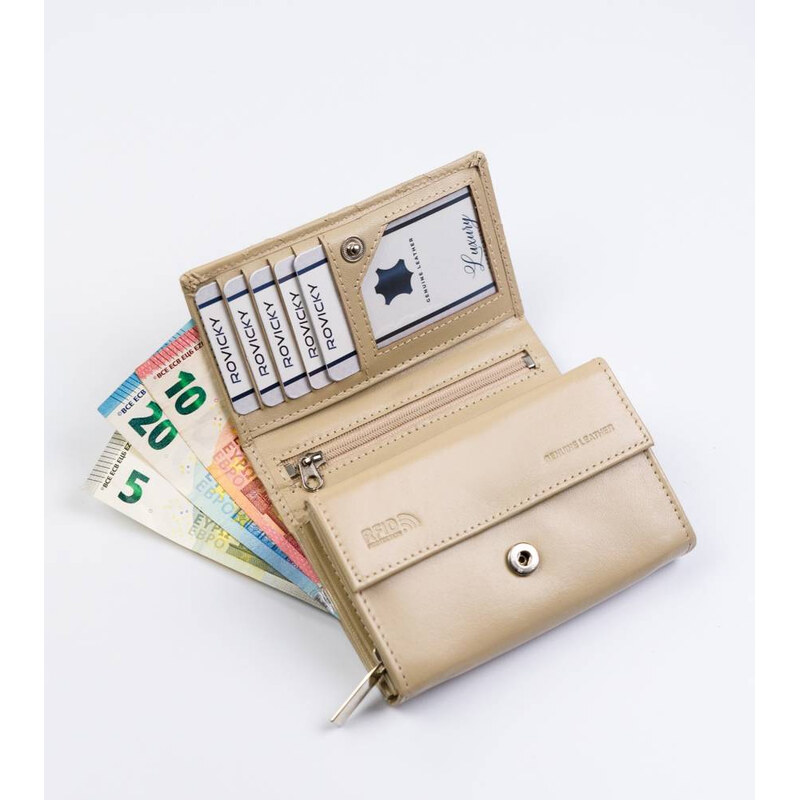 Portofel dama din piele naturala Rovicky PTR-R-RD-02-GCL-Q-3806 B