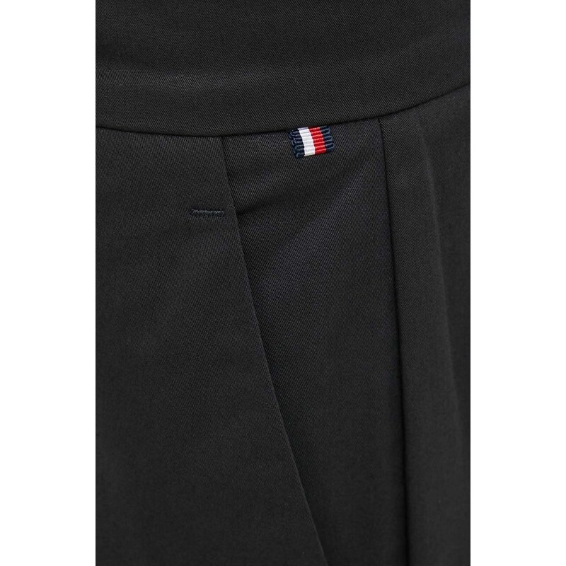 Tommy Hilfiger pantaloni femei, culoarea negru, drept, high waist WW0WW40504