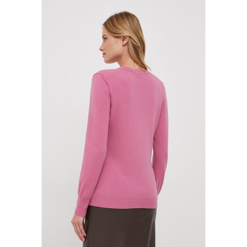 Sisley pulover din amestec de lana femei, culoarea roz, light