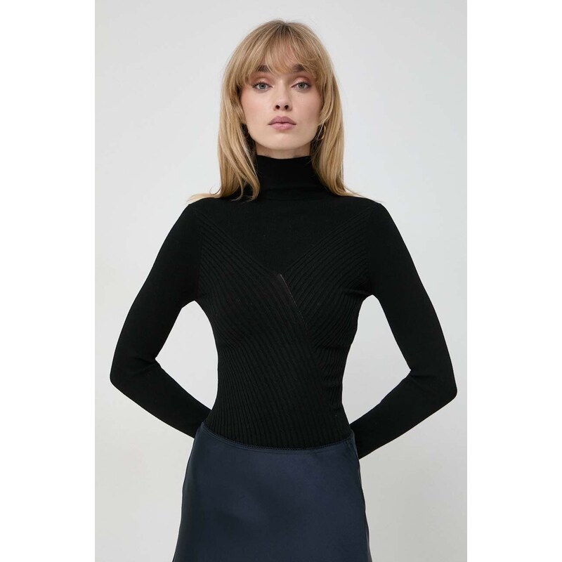 Marella pulover femei, culoarea negru, light, cu turtleneck