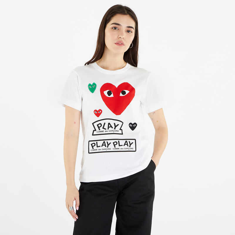 Tricou pentru femei Comme des Garçons PLAY Heart Logo Tee White