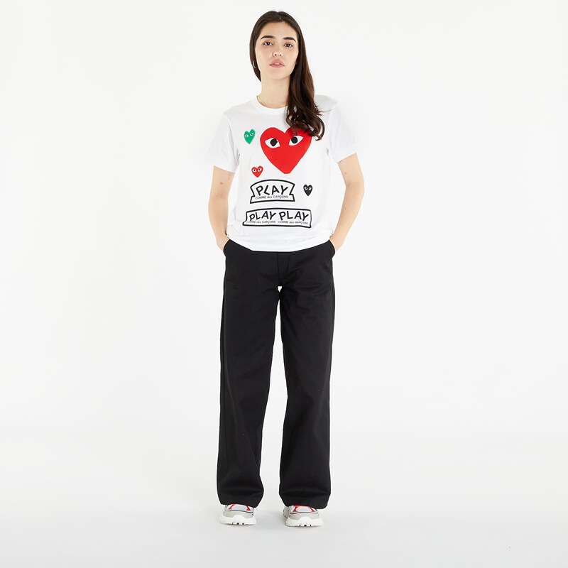 Tricou pentru femei Comme des Garçons PLAY Heart Logo Tee White
