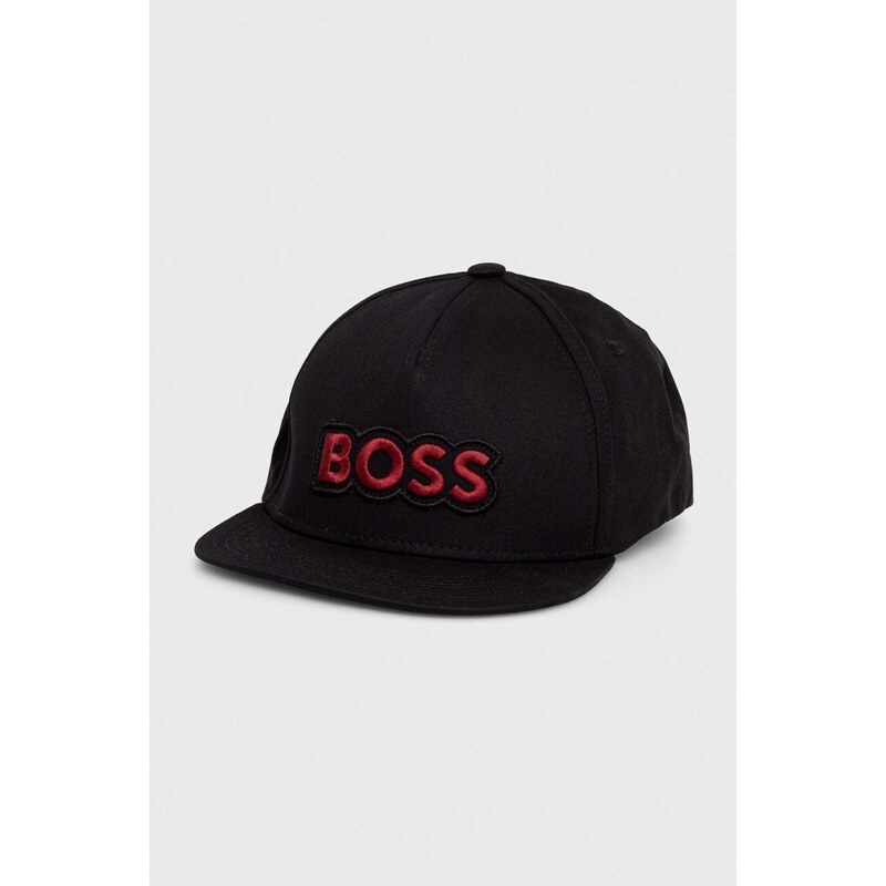 BOSS Orange șapcă de baseball din bumbac culoarea negru, cu imprimeu 50505534