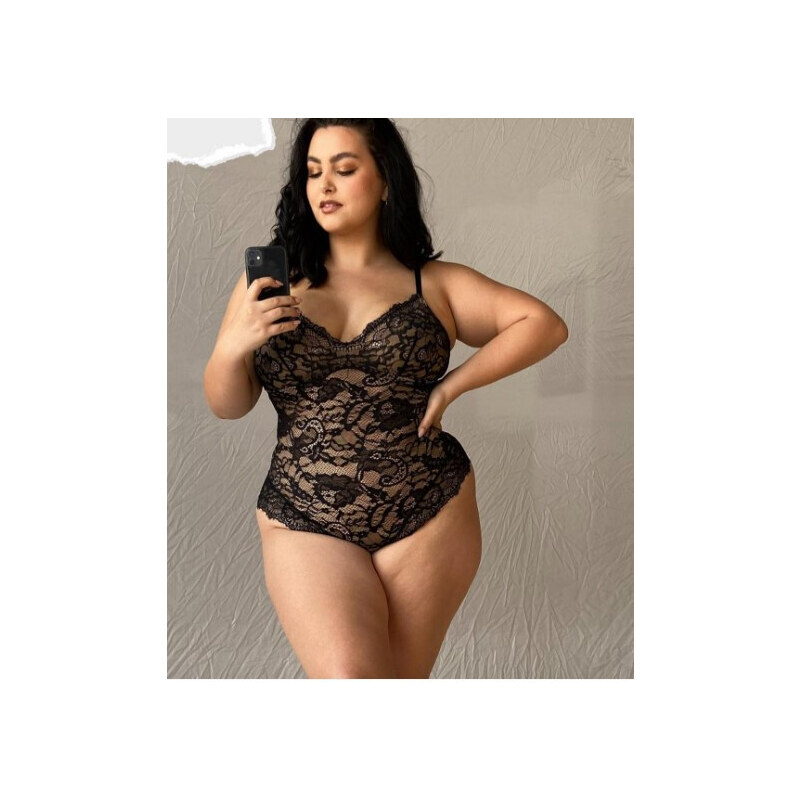 TalieDeViespe Body Modelator Cu Dantela Decolteu In V Model Sexy Cu Modelare in Zona Abdomenului Culoare Negru (MARIME: S)