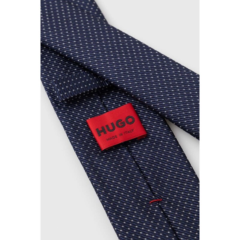 HUGO cravată de mătase culoarea bleumarin 50509054