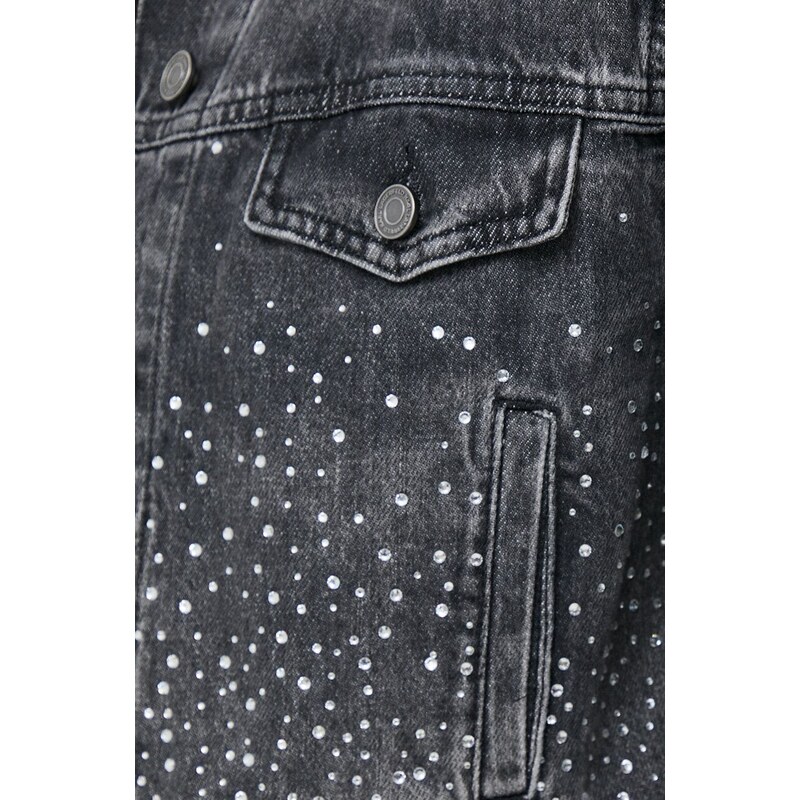 Karl Lagerfeld geaca jeans femei, culoarea gri, de tranzitie