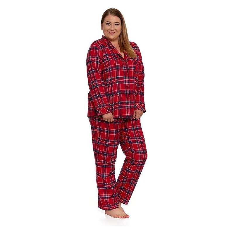 Moraj Pijamale de damă din flanel Carola roșu cu carouri