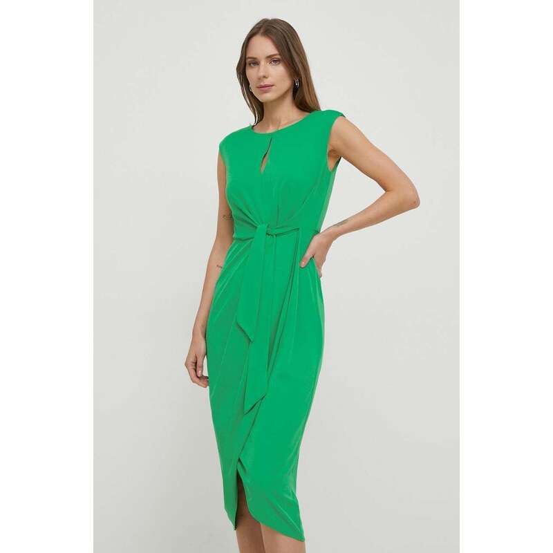 Lauren Ralph Lauren rochie culoarea verde, midi, mulata