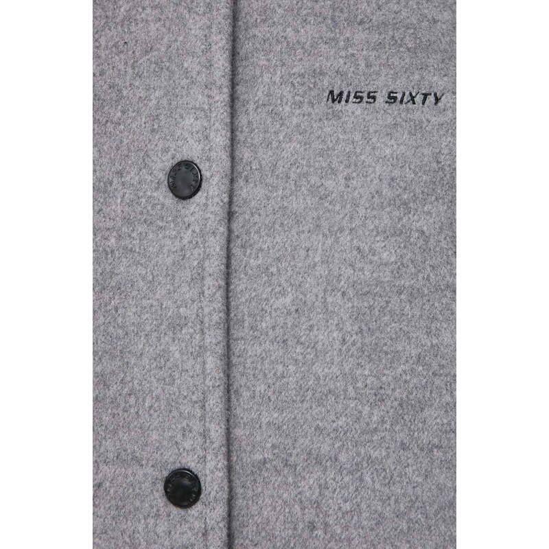 Miss Sixty jacheta bomber din lana culoarea gri, de tranzitie