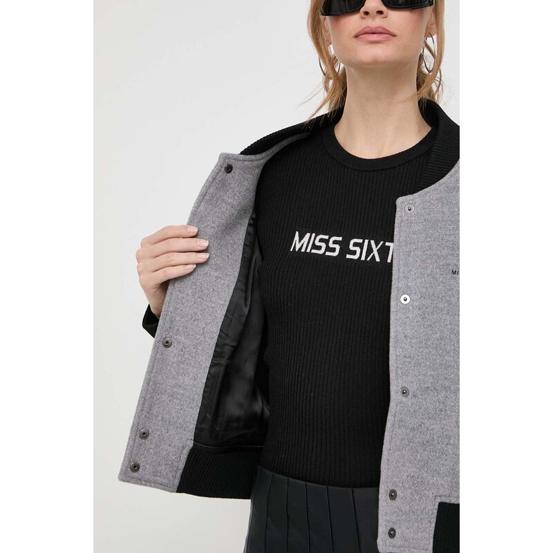 Miss Sixty jacheta bomber din lana culoarea gri, de tranzitie