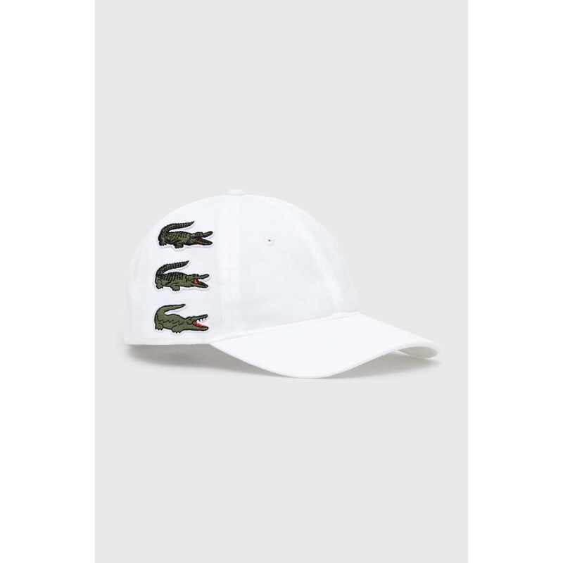 Lacoste șapcă de baseball din bumbac culoarea alb, cu imprimeu, RK3523 001