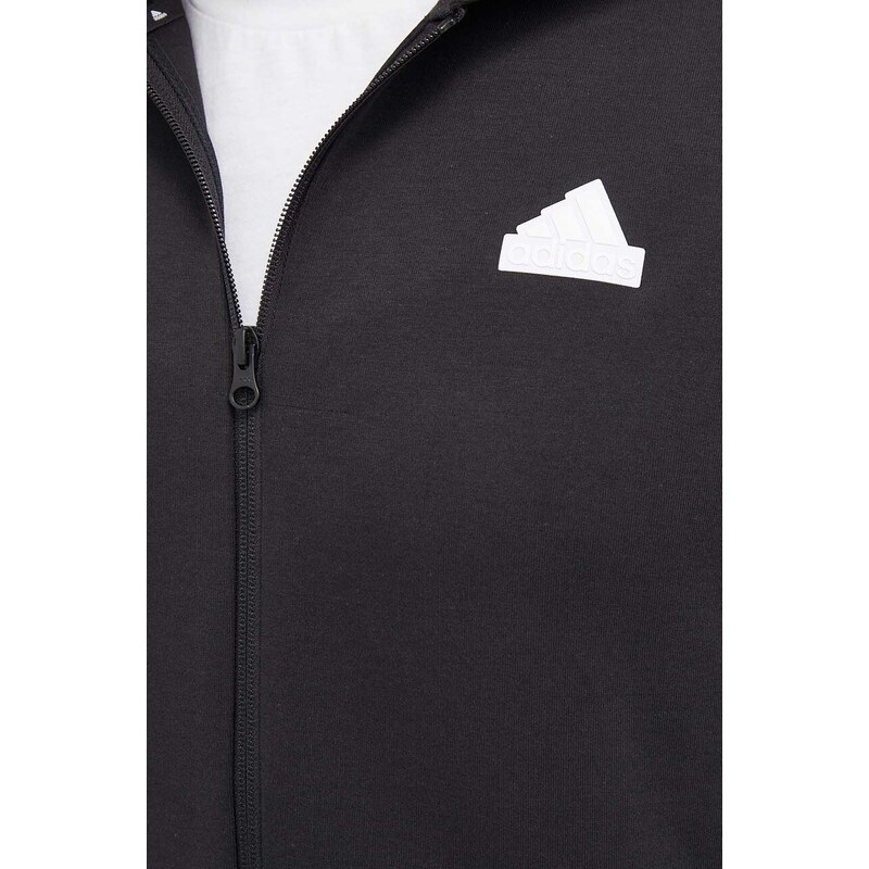 adidas bluză bărbați, culoarea negru, cu glugă, cu imprimeu IN3305