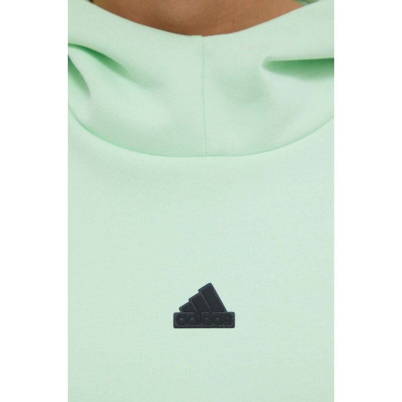 adidas bluză Z.N.E femei, culoarea verde, cu glugă, uni IS3905