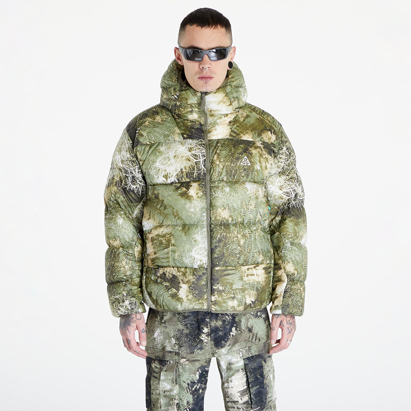 Jachetă cu puf pentru bărbați Nike ACG "Lunar Lake" Allover Print Puffer Jacket UNISEX Oil Green/ Medium Olive/ Reflective Silv