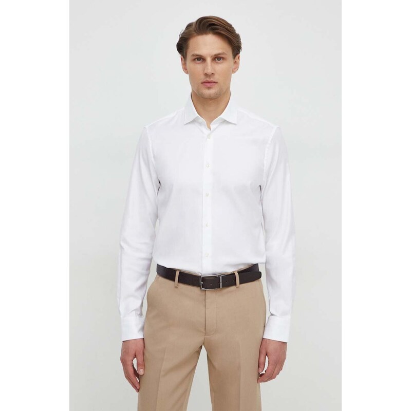 Tommy Hilfiger cămașă bărbați, culoarea alb, cu guler clasic, slim MW0MW33837