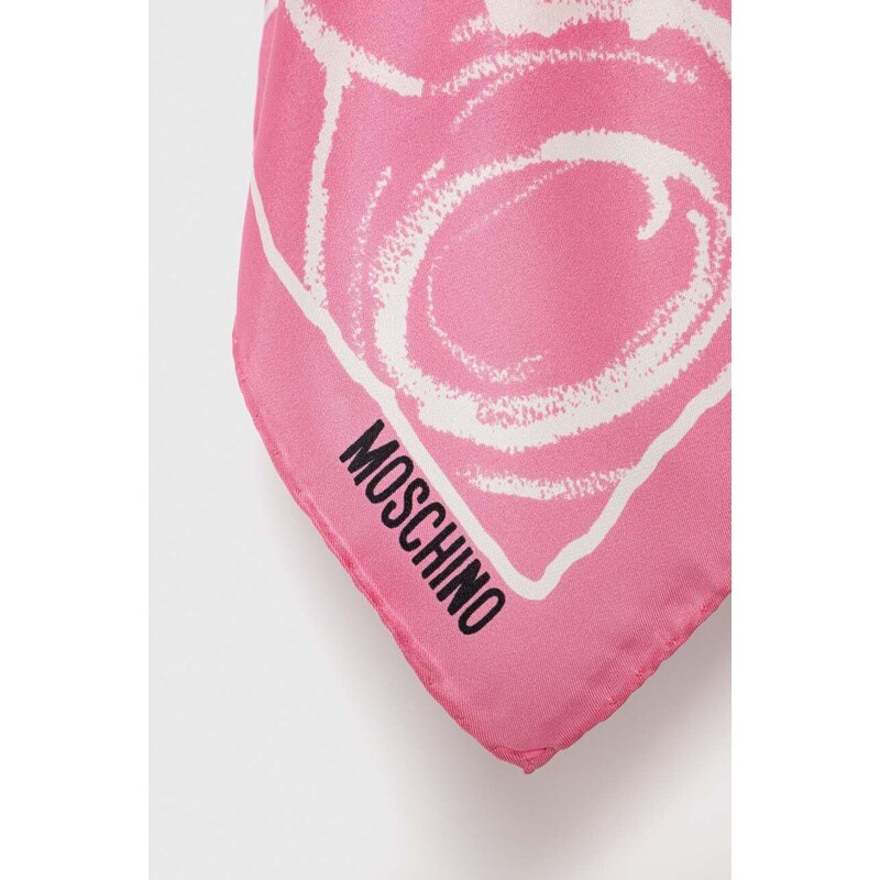Moschino batistă de buzunar de mătase culoarea roz