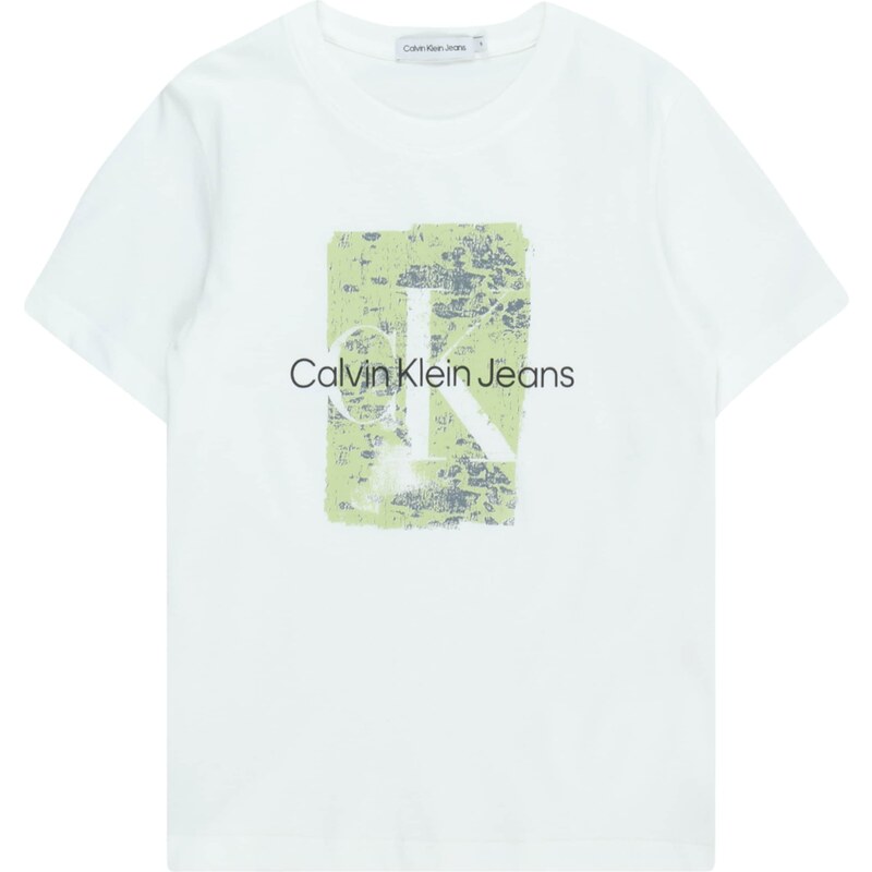 Calvin Klein Jeans Tricou 'SECOND SKIN' verde deschis / negru / alb