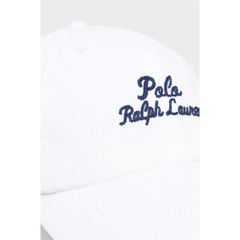 Polo Ralph Lauren șapcă de baseball din bumbac culoarea alb, cu imprimeu 710936498