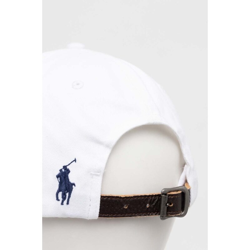 Polo Ralph Lauren șapcă de baseball din bumbac culoarea alb, cu imprimeu 710936498