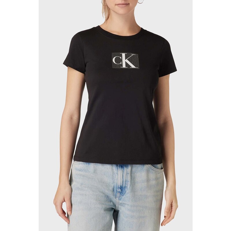 CALVIN KLEIN T-Shirt Sequin Slim Tee J20J222961 BEH ck black