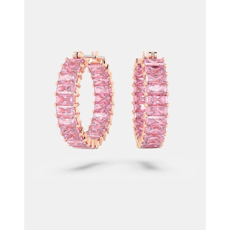 Swarovski matrix hoop earrings in pink and rose-gold tone plated