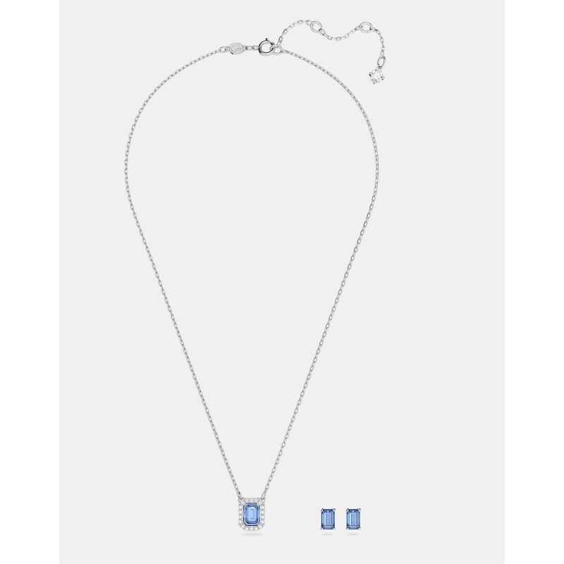 Swarovski millenia necklace and earrings set in blue rhodium plating