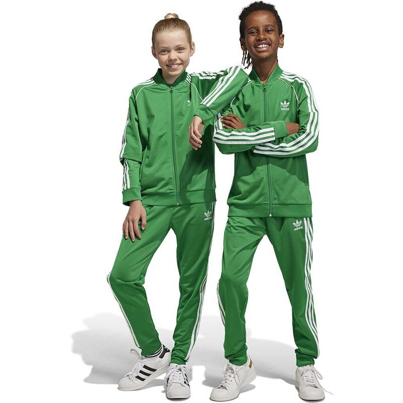 adidas Originals pantaloni de trening pentru copii culoarea verde, cu imprimeu