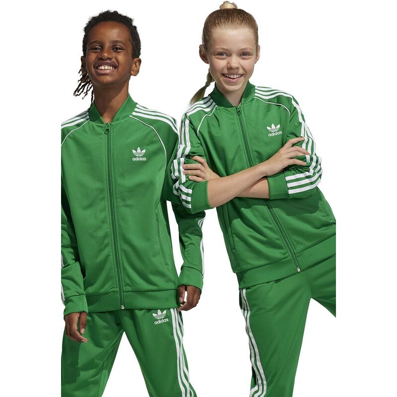 adidas Originals bluza copii culoarea verde, cu imprimeu